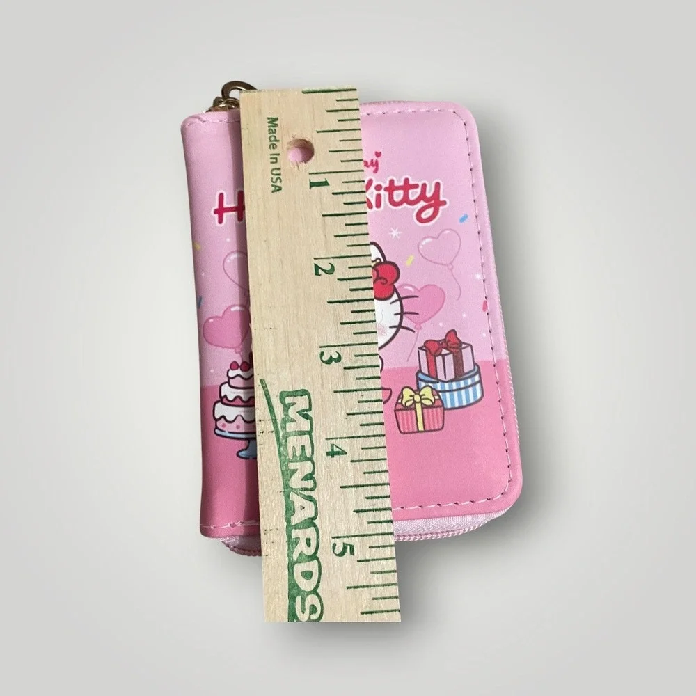 Sanrio Hello Kitty Wallet Kids Pink Happy Birthday Zip Coin‎ Purse Anime Kawaii